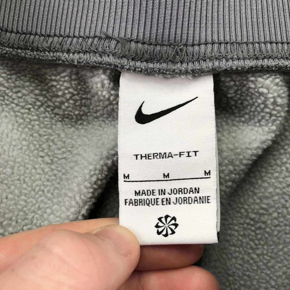 Nike Sweatpants Mens Medium Gray Therma-FIT Fleece Joggers Elastic Waist Pockets